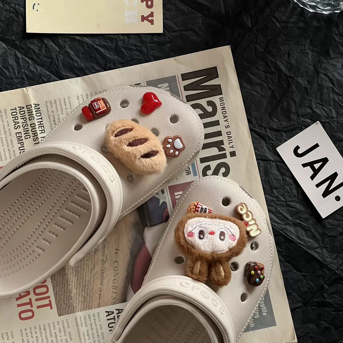 Labubu Plush & Resin Shoe Charms – Cozy Clog Jibbitz Set